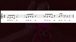 Alleluja. Alleluja. Alleluja. Alleluja
Ik zal de Heer vieren, omdat hij goed is;
omdat zijn genade eeuwig is;
mijn kracht en mijn lied is de Heer,
hij was mijn redding.
Dit is de dag die de Heer heeft gemaakt:
laten we ons verheugen en verheugen.
Geef, Heer, uw redding,
geef, Heer, uw overwinning.
Redding, glorie en kracht zijn van onze God;
zijn oordelen zijn waar en rechtvaardig.
Loof onze God, u al zijn dienaren,
u die hem vreest, klein en groot.
De Heer,
onze God de Almachtige, heeft bezit genomen van zijn koninkrijk .
Laten we ons verheugen en verheugen, laten we hem de eer geven.
De bruiloft van het Lam is gekomen,
zijn bruid is klaar.
Wees glorie aan de Vader, wees glorie aan de Zoon
en de Heilige Geest,
zoals het was in het begin, nu en voor altijd
en voor altijd en altijd. Amen.
 