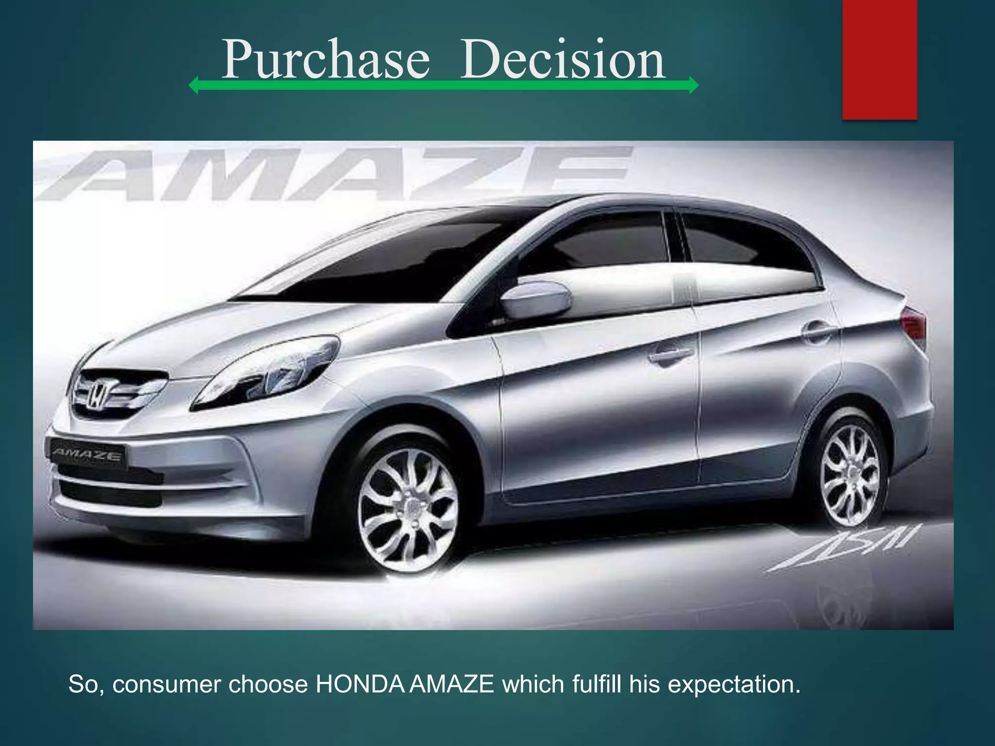 Purchase Decision
So, consumer choose HONDA AMAZE which fulfill his expectation.
 