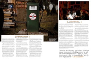 166 167
Tombs of articles exist today dedicated to breaking down
the business of being green. You can’t buy much today
without being struck by an environmental message. But it
hasn’t always been this way. No that long ago, Mervin wasn’t
only struggling to get its environmental message out to
consumers, it was also fighting to create an environmen-
tally friendly factory.
	 Mervin uses fast-growing, sustainably harvested trees
for its wood cores, choosing to work with FSC Pure Certi-
fied suppliers whenever possible.The company also uses a
proprietary, water-based graphic printing process, allowing
the company to recycle all of its scrap plastics.
	 “That adds up to be tons of plastic a month,” says Nelson.
“Right now, our plastics go onto a commodities market
locally, but we’re trying to close the loop on that recycling.
We’re going to be bailing that plastic into dense bails that
weigh about 1,400 pounds a piece to send back to our
plastic supplier, so the scrap material we cut out as base
material will then get ground up, recycled and come back to
us as sidewall material.
	 “We also do a Bio Bean plastic top sheet on some of our
boards,” he continues. “It’s a topsheet derived from castor
bean oil, so it’s a non-food-based renewable. And we’re
looking into doing a polyethylene base material that’s made
from sugar cane, but we’re just in the testing stages now.
And all the epoxy resins that we use are super lowVOC
(volatile organic compounds). You smell that when you come
into the factory—or don’t smell it, I should say.”
	Saari thinks his upbringing has a lot to do with the deci-
sion to keep it green. “Mike’s dad was really into boats, and
he had traveled all over Canada and the inside passage,” he
says. “So he was out in nature all the time. And my dad was a
climber and a hiker, so I’ve been dragged all over the moun-
tains and grew up going to the beaches here. So I always had
the outdoors and environment in mind.
	 “We kind of came of age in the ’70s, during the first en-
vironmental pushes.There was the gas crisis, and the first
round of solar power, and the first round of wind power” he
continues. “There were some hippy times in the late ’60s
when we were really young, and I think that kind of set the
tone for part of our environmental spin on things.”
	 But it wasn’t all patchouli fumes driving the green initia-
tive; self-preservation also played a role.
	 “Mike and I built surfboards,” says Saari. “And building
surfboards is a toxic process if you use polyesters.We’d
both had some bad experiences with chemicals, so when it
came to building snowboards, we knew we were going to
be doing it every day, and we were going to have to put a lot
of time and energy into it.We just knew we didn’t want an
unhealthy environment.
	 “But as it went on, we had to kind of fight to have an
environmental factory,” he says. “In the ’80s, it was kind of
looked at as ridiculous. We’d say, ‘Hey, we used renewable
woods,’ or ‘Hey, we used non-toxic resin,’ or whatever it was,
and nobody cared. And to the people that were helping us
financially, a lot of times it didn’t really matter,” he explains.
“These days, it matters, people do care. But we definitely
had some times where it felt like we were out on that
environmental limb and nobody cared. Some people did, but
sometimes the people who mattered didn’t.
	 “We grew up in the era of Love Canal and all those big
toxic spills,” Saari continues. “And we wanted to do every-
thing we could to stay away from that sort of thing. But
mostly, it was to have a healthy environment for our crew.
I guess, we always wanted to build boards the way you’d
dreamed they might be built, even though a lot of times
that’s unrealistic,” he says. “But then, we’ve always been a
little unrealistic.”
	
In 1997, years before consolidation of brands was
commonplace in the action sports industry, Quiksil-
ver acquired Mervin Manufacturing for approxi-
mately $4.4 million, and assumed nearly $3 million
in bank debt.What few people know is the merger
wasn’t the familiar big-shark-gobbles-up-small-fish
story we’ve grown accustomed to.
	 “When we started working with Quik in ’97, a lot
of people assumed that Quiksilver came to us,” says
Olson. “I mean, that’s fairly common nowadays: big
company comes to a small company and says, ‘Hey,
we’d like to buy you.’ But that’s not how it happened
at all—we came to them.
	 “Peter and I luckily foresaw the crash of the snow-
board industry in the later ’90s,” Olson says. “There
were over 400 brands in North America, snowboard
brands claiming to make boards, which meant most
of them outsourced their boards already. And we
knew there was going to be a crash. Other brands
were kind of in denial.They’d talk about growth,
growth, growth, but we knew it wasn’t happening.
	 “We had zero financing,” admits Olson. “Our
financial backing was all through bank loans.We
had three bank loans with no collateral.We didn’t
have a rich uncle to sign on it.The banks used our
inventory as collateral, so if we ever made one
mistake, we were done.”
	At the time, U.S. Bank was keen to cash in on
the fledgling snowboard industry, even using adverts
depicting a skier jumping from a cliff with the
slogan, “This takes guts, but do you have enough
guts to start a business?”
	 “I think Morrow, Ride, Sims—we all used U.S.
Bank,” says Olson. “They were really pushing to
help finance the snowboard industry. But of the
four brands banking at U.S. Bank, we were the only
one that really didn’t have any collateral. And so
when we saw the crash coming, we knew we were
going to be on thin ice.”
	 Mervin had been keeping itself operational in
the off-season by producing snowboards for
brands like Luxury out of Canada and Hazmat out of
California. But as the market started getting tight,
these brands were running out of money. Many were
selling boards to Japan when the yen was strong,
and as Japan started to come on hard times,
Mervin’s OEM business began to dry up.
	 “That’s when we called Quik,” says Olson.
“We used to do Christmas exchanges with them.
They gave us clothing and we gave them snow-
boards. So we cold-called them. It was definitely
scary. At the time, they were about a 100 million-
dollar company, which blew my mind. I couldn’t even
believe we were talking to that big of a company,
but it was the best thing we ever did—and I wouldn’t
change a thing.”
	 “Theircultureisdefinitelydifferentthanours, and
we’vehadtoadapt,”saysSaari.“Butthat’spartof
businessandpartofgrowingup;youhavetoadapt.
They’vegottheirsystem,we’vegotours.Wewantto
preservewhatmakesusworkandstillgrowandbe
abletoworkwiththem.Soit’sjustanextrachallenge.
	 “But no matter how challenging it is to work
with Quik,” he continues, “it’s still 10 times better
than working with a bank or being an independent,
because we’ve done it both ways.”	
	 “The beauty with working with Quiksilver is they
let us run our own business,” explains Olson. “They let
us do what we want, and they’ll help us when we ask
for help. In all reality, though, we’re still fairly autono-
mous and run the business as we always have, but
we can sleep a little better at night knowing that we
don’t have to go back to the bank three times a year
to keep discussing our loans.
	 “We all have the same goals, really,” Olson says.
“The guys at the top of Quik are still in love with
standing sideways on any type of board. [Quiksilver
CEO] Bob McKnight loves to snowboard, loves to
surf; he’s passionate about it. And when we get
together, to be honest, that’s what we talk about.”
“Anyone who knows me knows that I’ve
never been motivated by money at all.
I’m motivated because I want to ride
the boards—the money’s kind of worth-
less if you can’t.” —Mike Olson
THE UNITED BANK OF QUIKSILVER
NOTYOURTYPICAL CORPORATETAKEOVER
IT AIN’T EASY BEING GREEN
OR BEING A DECADE AHEAD OF A MOVEMENT
Mervin has become a leader in envi-
ronmental stewardship, using eco-
friendly materials and implementing
extensive recycling programs.
 