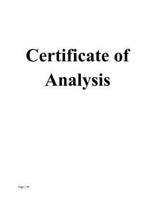Page | 74
Certificate of
Analysis
 