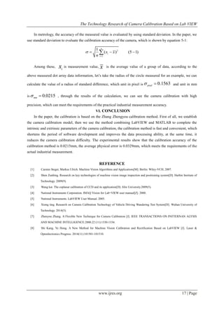 The Technology Research of Camera Calibration Based On LabVIEW | PDF