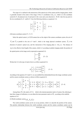 The Technology Research of Camera Calibration Based On LabVIEW | PDF