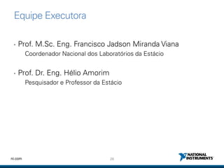 28ni.com
Equipe Executora
• Prof. M.Sc. Eng. Francisco Jadson Miranda Viana
Coordenador Nacional dos Laboratórios da Estácio
• Prof. Dr. Eng. Hélio Amorim
Pesquisador e Professor da Estácio
 