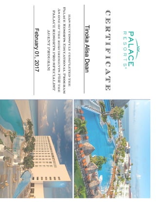 Palace Resorts Specialist Program - View Certificate