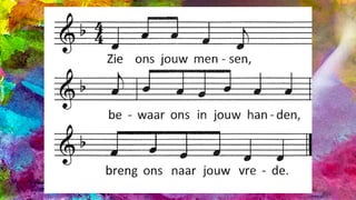 Zie ons Jouw mensen, bewaar ons in Jouw handen,
breng ons naar Jouw vrede.
 