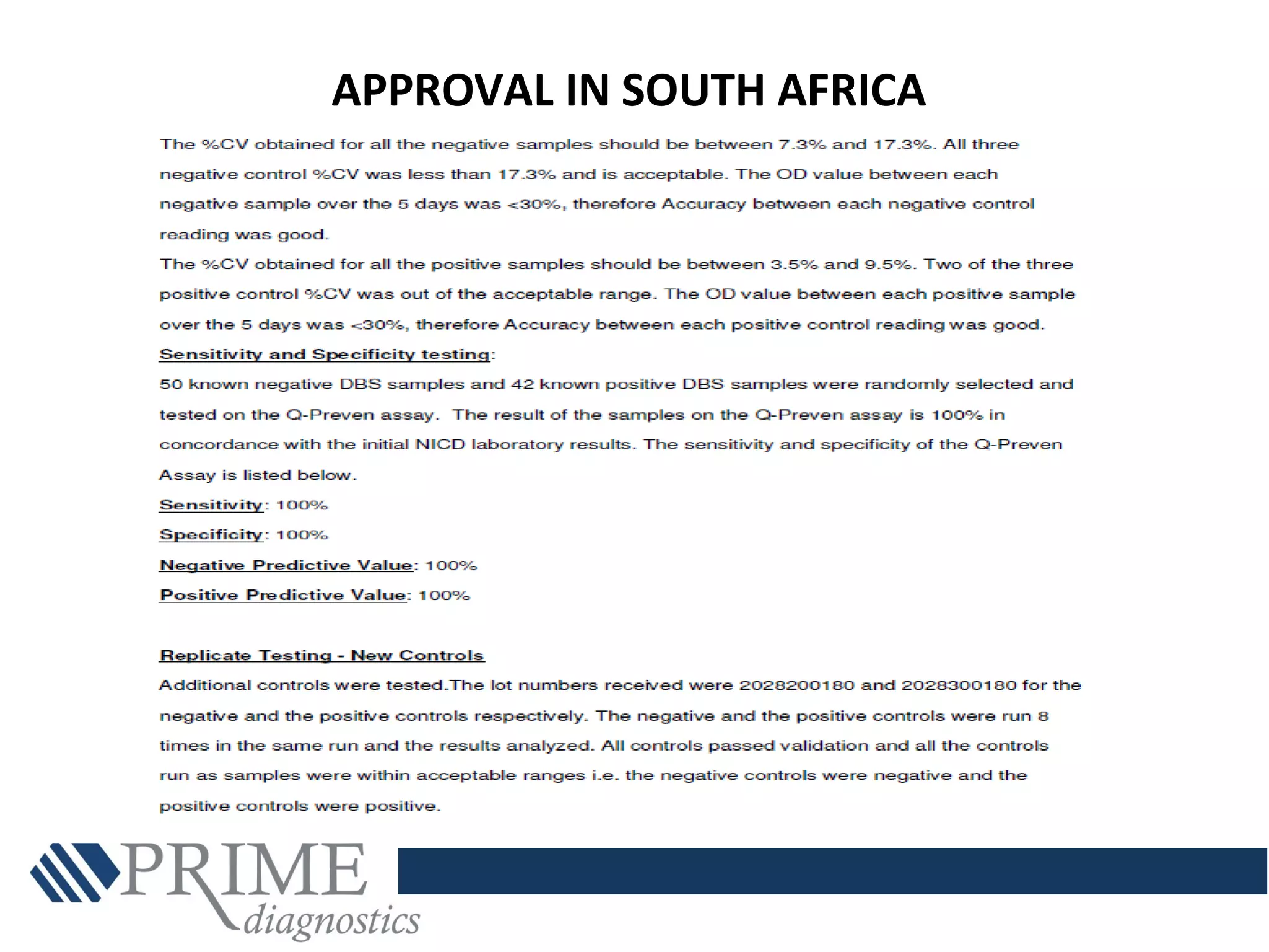 APPROVAL IN SOUTH AFRICA
 