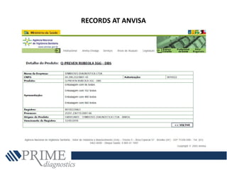 RECORDS AT ANVISA
 