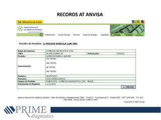 RECORDS AT ANVISA
 