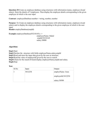 Program Using Structure Employee Details algorithm | PDF