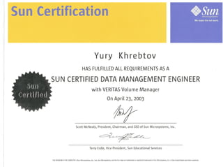 Sun Certified Data Management Engineer