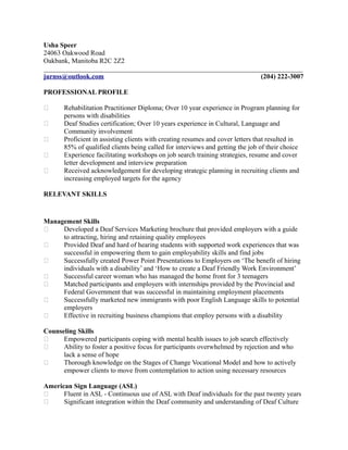 Usha Employment Counsellor Resume - Usha Employment Counsellor Resume 1 320 