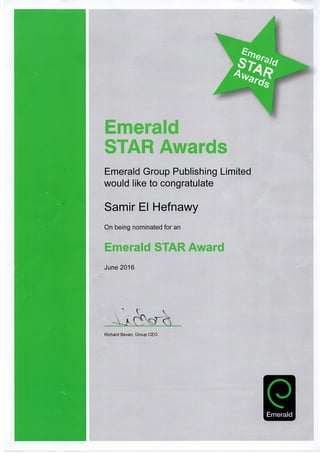 Emerald Star Award 2016