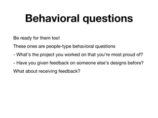 Behavioral Questions Project The UX Interview | PPTX