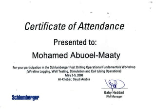 Schlumberger_Course Certificate