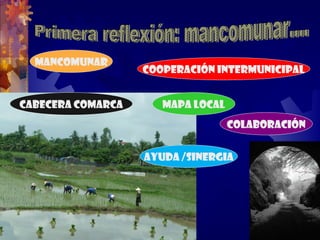 MANCOMUNAR
COOPERACIÓN INTERMUNICIPAL
MAPA LOCALCABECERA COMARCA
COLABORACIÓN
AYUDA /SINERGIA
 