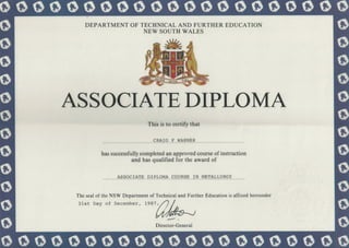 Associate Diploma Metallurgy