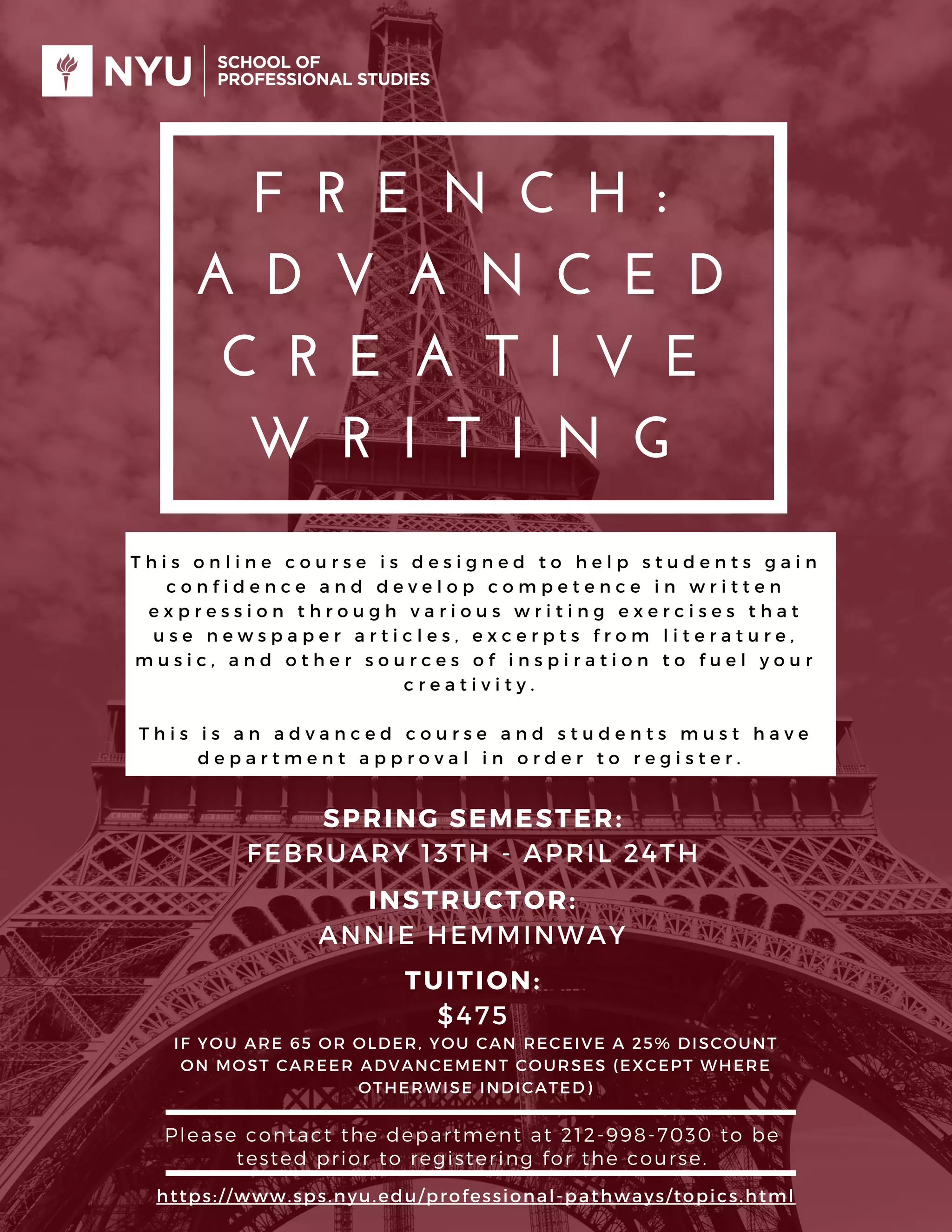 *French- Advanced Creative Writing Flyer (light) (1) | PDF | Arts and ...
