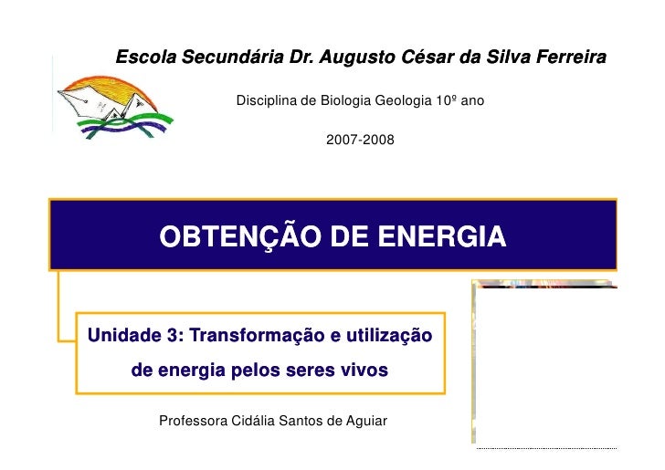Escola Secundária Dr. Augusto César da Silva Ferreira

                  Disciplina de Biologia Geologia 10º ano

        ...