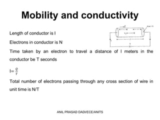 Mobility and conductivity
ANIL PRASAD DADI/ECE/ANITS
 