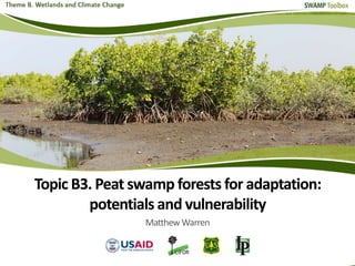 Topic B3. Peat swamp forests for adaptation:
potentials and vulnerability
Matthew Warren
 