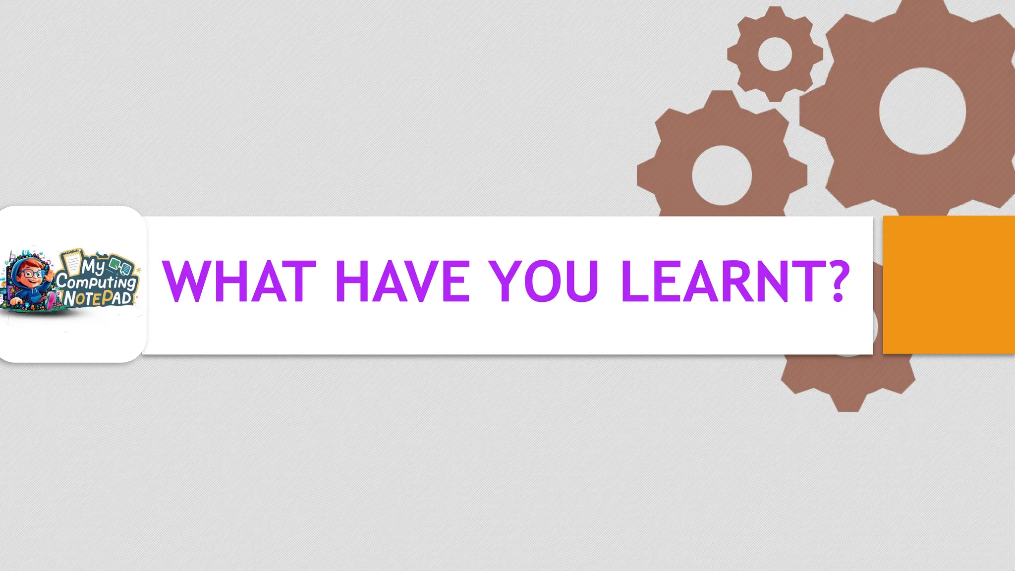 WHAT HAVE YOU LEARNT?
 