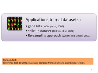 Random test:
Reference test. 10 000 p-values are sampled from an uniform distribution U(0,1).

                                                                                   26
 