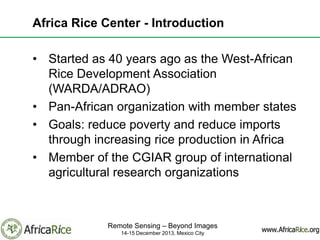 Mapping rice in Africa and assessing the potential for development | PPTX