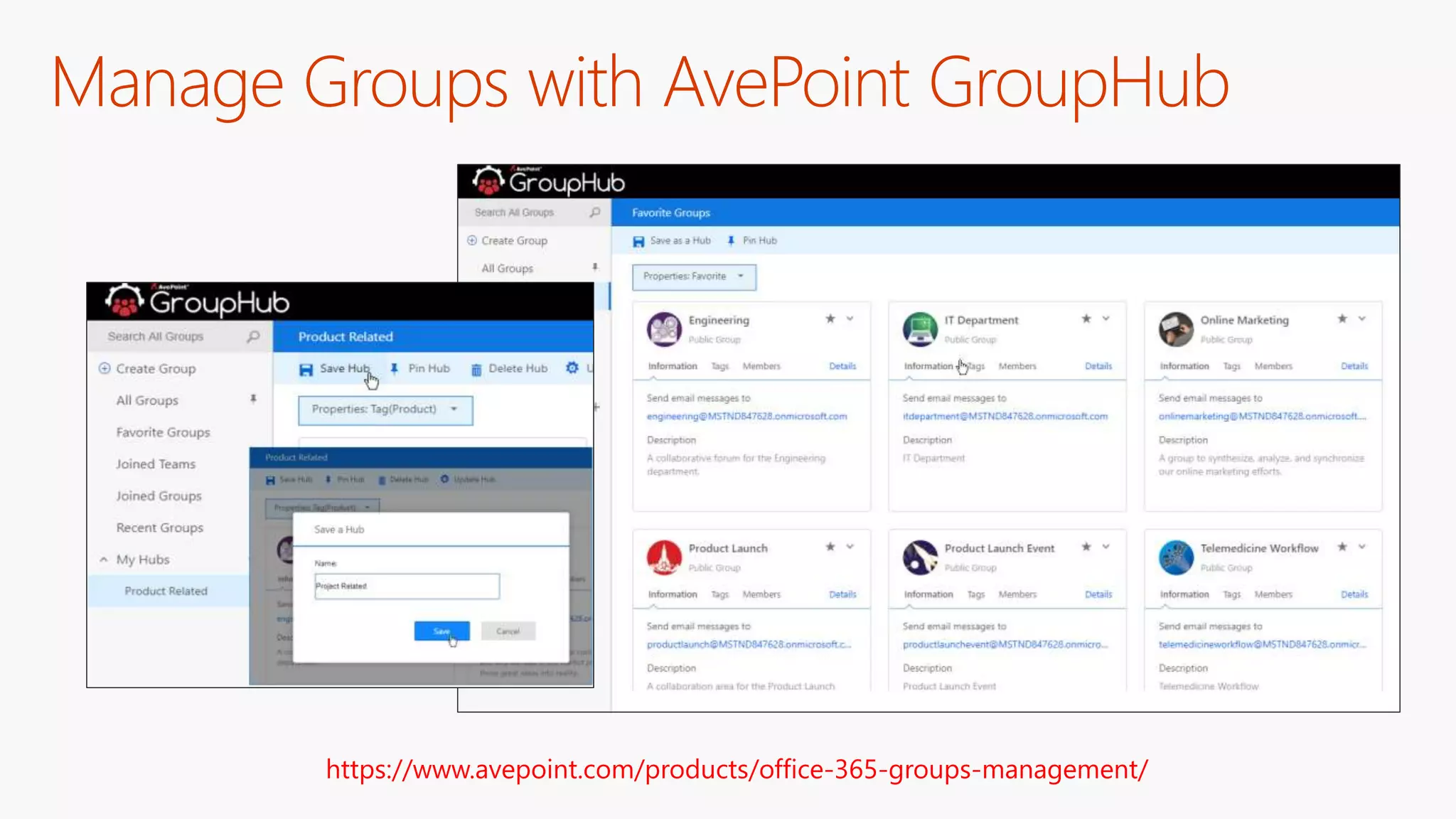 Manage Groups with AvePoint GroupHub
https://www.avepoint.com/products/office-365-groups-management/
 