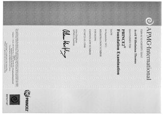 Prince2 Foundation Certificate