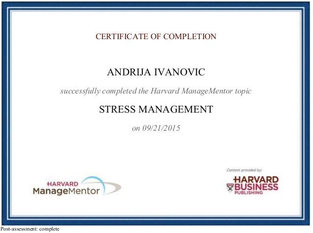 Stress Management Completion Cert