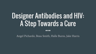 Designer Antibodies and HIV:
A Step Towards a Cure
Angel Pichardo, Beau Smith, Halle Burns, Jake Harris
 