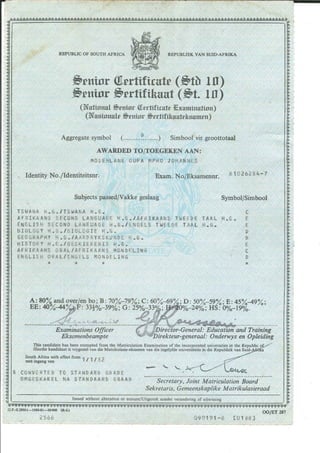 Senior Certificate