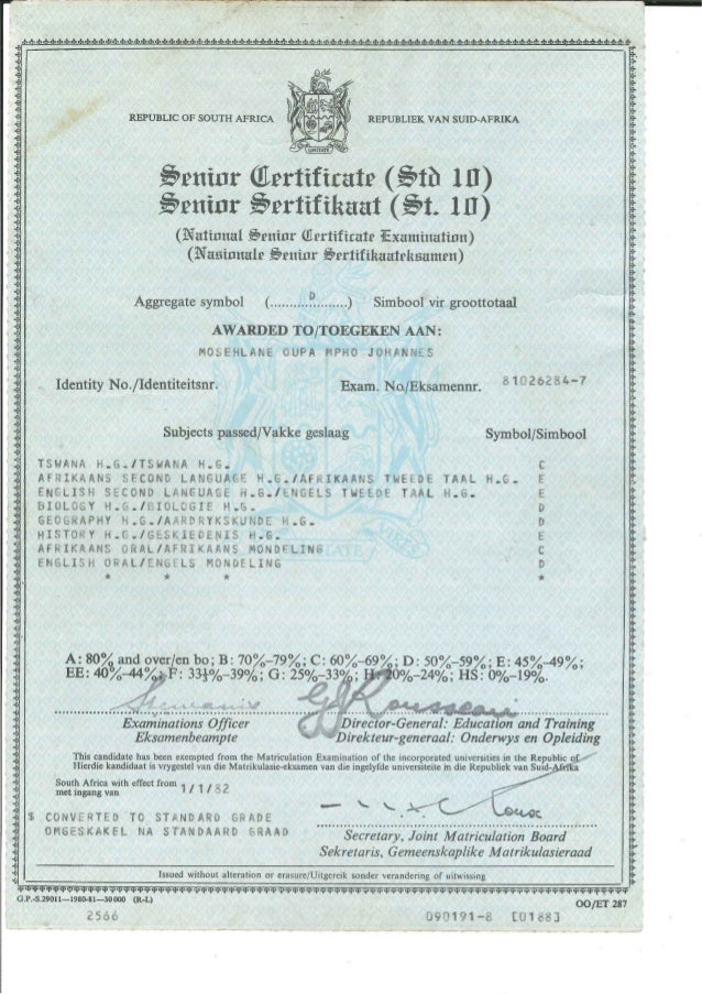 Senior Certificate