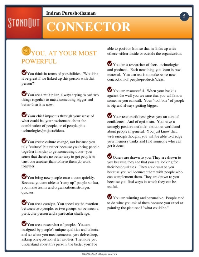 Indran's Stand Out Roles Connector & Teacher