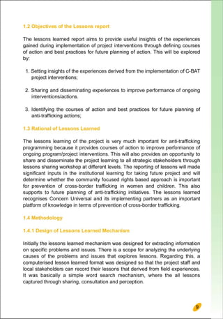 Lessions Learned Report (Cross-Border Anti-Trafficking Actions)