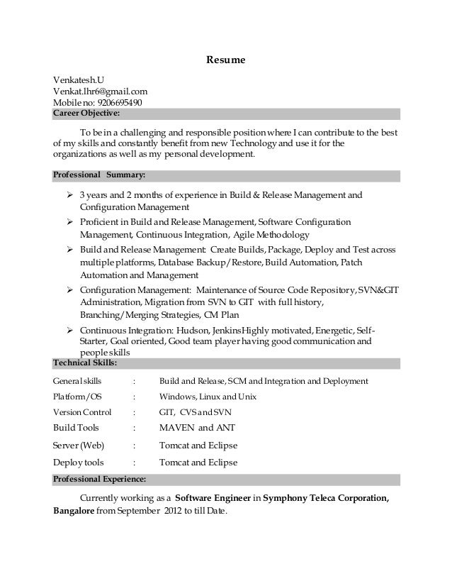 release engineer resumes