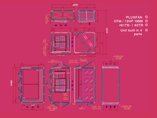 PLUGFAN
15000CFM / 12HP
61TR- / 40TR+
Unit built in 4
parts
2980
2320
2480
 