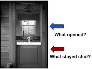 What opened?
What stayed shut?
 