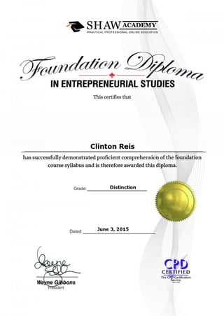 Entrepreneurial Diploma June 2015
