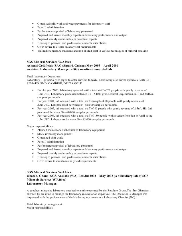 laboratory manager resumes