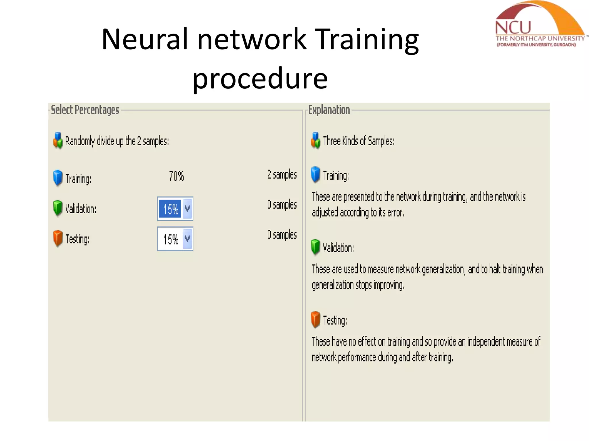 Neural network Training procedure 