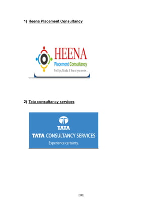[18]
1) Heena Placement Consultancy
2) Tata consultancy services
 