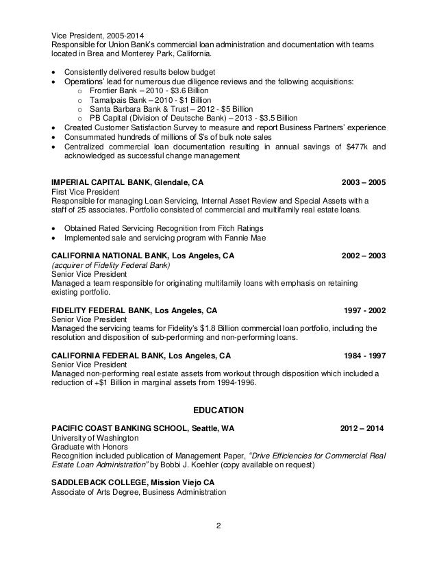commercial banker resumes