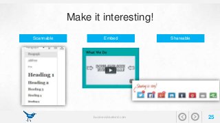 Make it interesting! 
Scannable Embed Shareable 
businessbluebird.com 25 
 