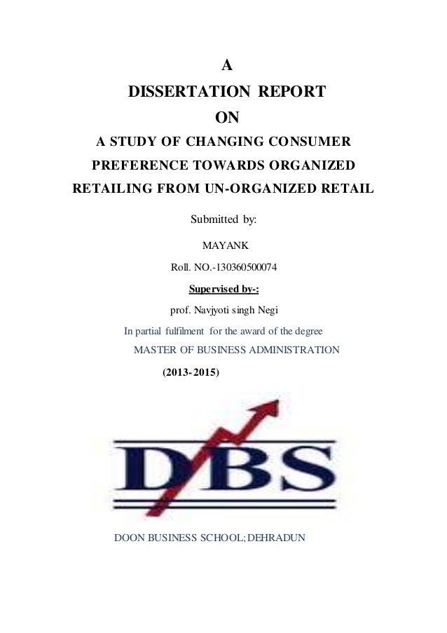 Dissertation report on retail