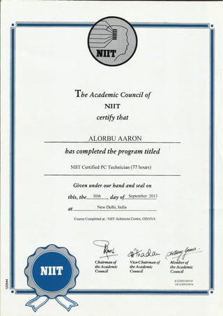 NIIT Certificate