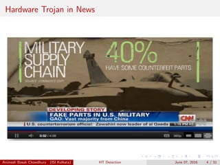 Hardware Trojan in News
Animesh Basak Chowdhury (ISI Kolkata) HT Detection June 07, 2016 4 / 31
 