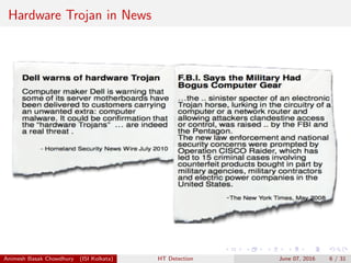 Hardware Trojan in News
Animesh Basak Chowdhury (ISI Kolkata) HT Detection June 07, 2016 6 / 31
 