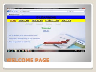 WELCOME PAGE
 