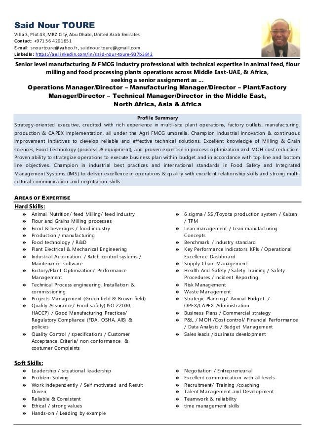 Resume - Said Nour TOURE feed flour milling expert Resume - Said Nour TOURE feed flour milling expert